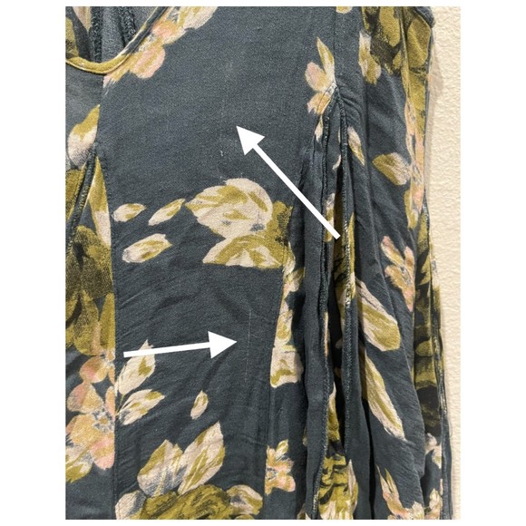 FREE PEOPLE Alyson Go To Gauze V-Neck Green Floral Top - Picture 6 of 7